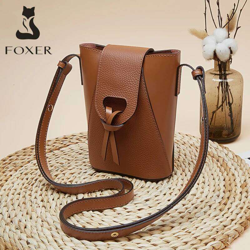FOXER Mini Phone Travel Lightly For Girl Fashion Crossbody High Quality Small Women Split Leather Shoulder Cellphone Bag