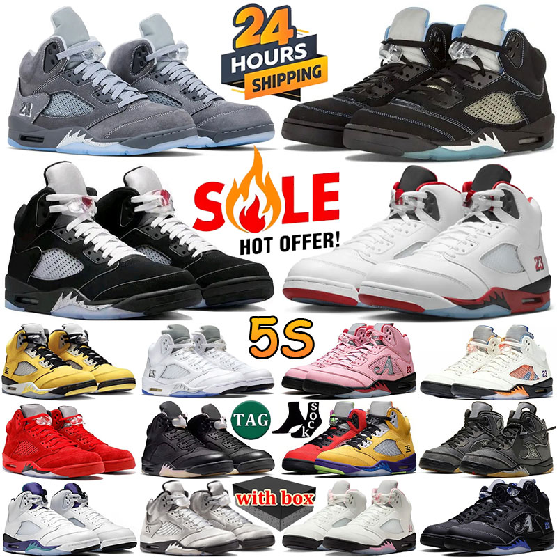 With Box Designer Shoes 5s Basketball Shoes 5 For Mens Womens Grey cement Wings Black Metallic Reimagined Racer Blue Wolf Grey Fire Red Mens Trainers Sneakers 36-47