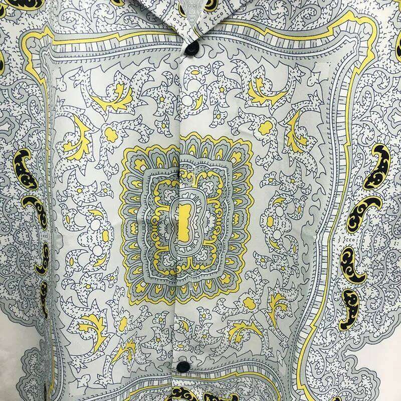 Men Hip Hop Beach Holiday Suitloose Sleeve Shirt Casual Vintage Geometric Patterns Printing Short Set