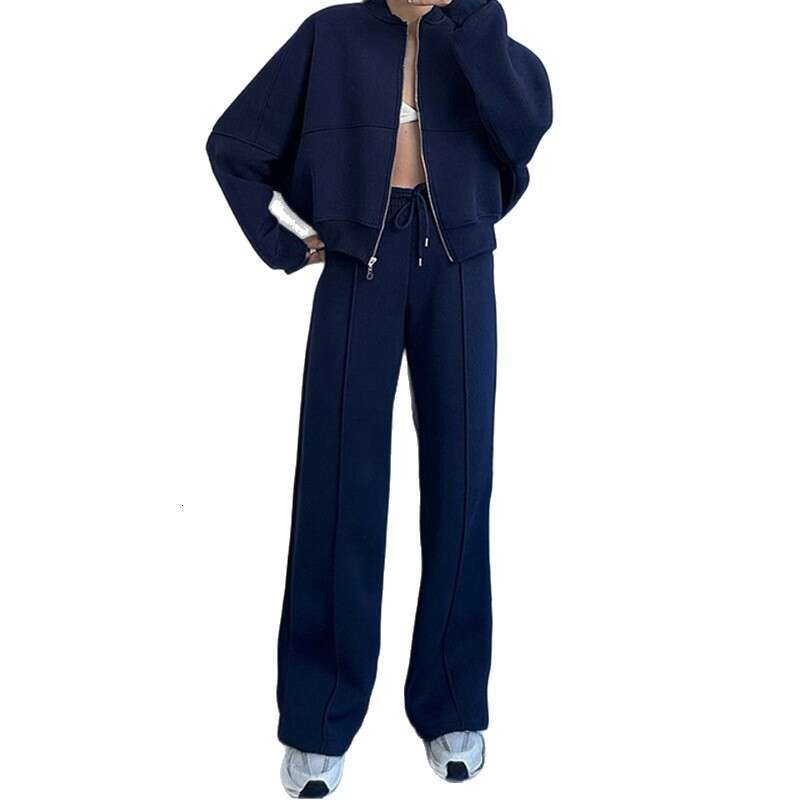 2026 Spring New Collection: Cross-Border European and American Foreign Trade Women's Clothing, Sporty Casual Solid Color Zip-Up Sweatshirt Fashio