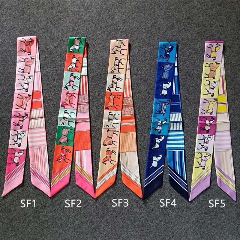 New Fashion Scarf For Wen Horse Printing Skinny Bag Scarf Brand Silk Foard Wen Ribbon Tie Scarves For Ladies X260328