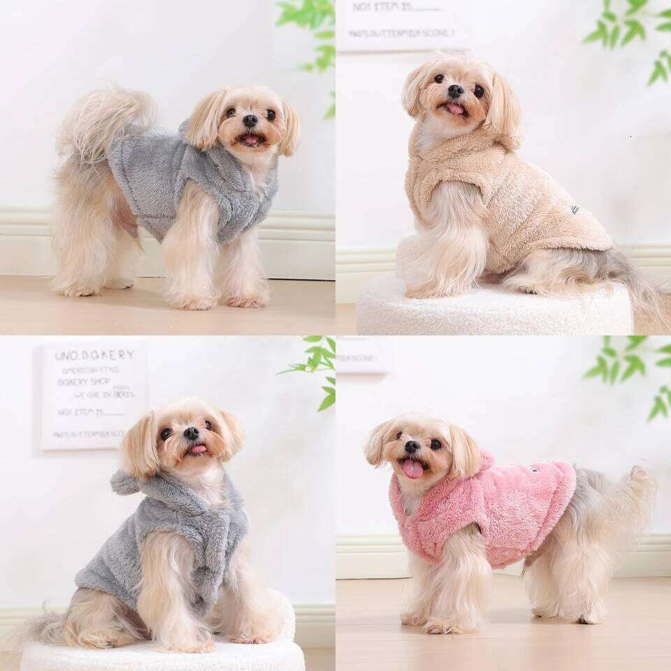 Clothes For Small Medium Dogs Cats Autumn Winter Warm Dog Hooded Clothing Soft Kitten Vest Coat Yorkshire Jacket Pet Outfits