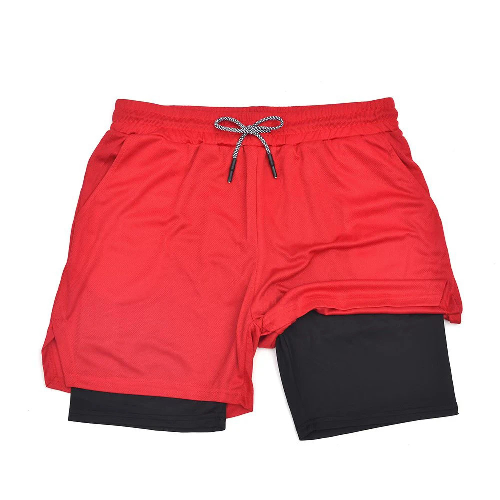 Mens Double Layer Fitness Shorts Men Fitness Gym Training 2 in 1 Sports Shorts Quick Dry Workout Jogging Double Deck Summer 260327