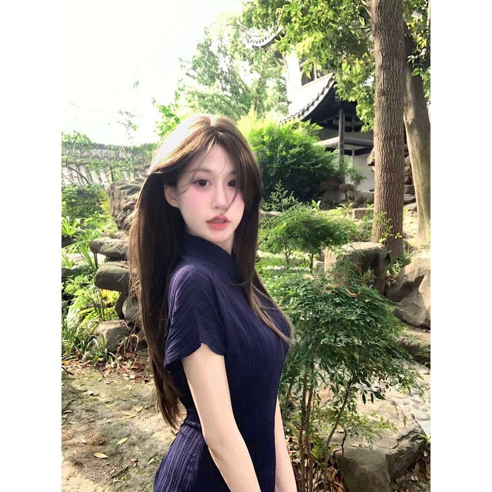 Improved Cheongsam Button Short Sleeve For Women Summer New Chinese National Style Slim Fit Split Waist Bodycon Long Dress Qipao Hanfu Silk