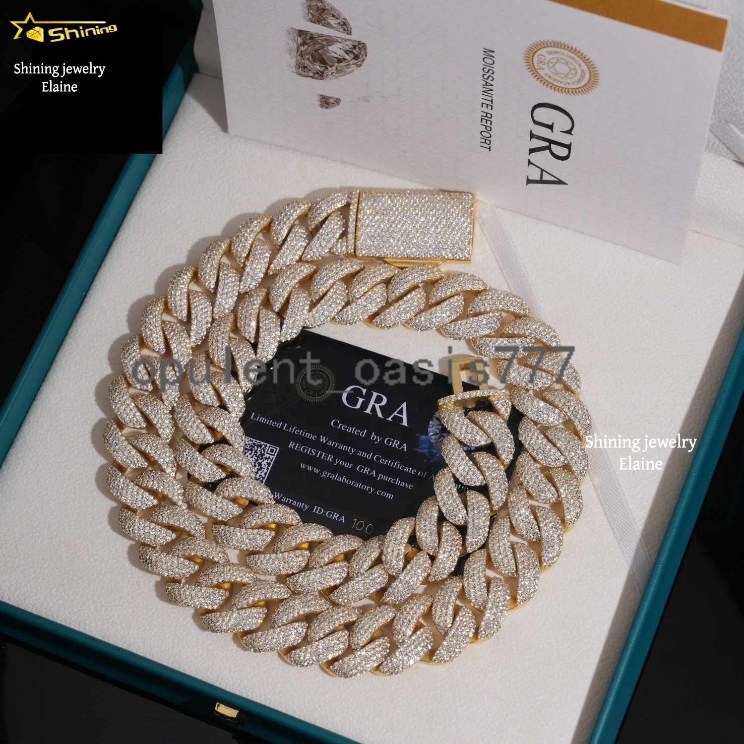 Fashion Jewelry Iced Out Custom Moissanite 20MM D Color VVS Moissanite Diamond 925 Sterling Silver Cuban Link Chain Necklace