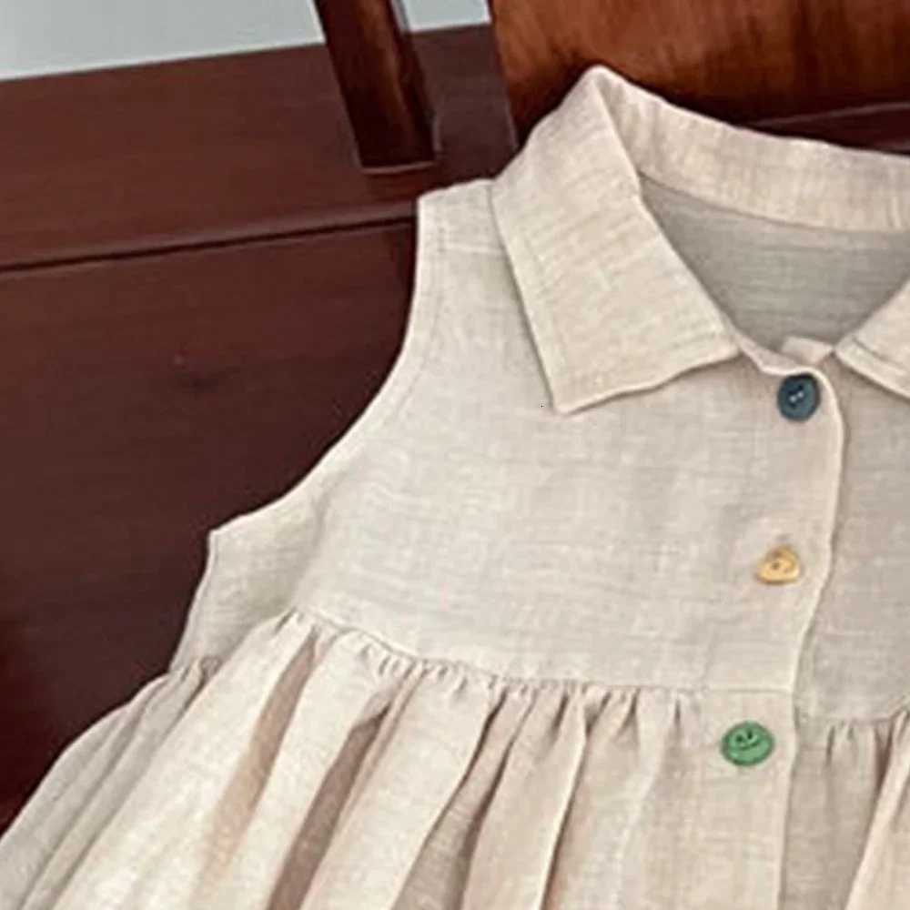 Melario Solid Color Baby Girls Dress Cotton Kids Dresses Summer Princess Party Dress Girls Sundress Single Breasted Kids ClothesT260330