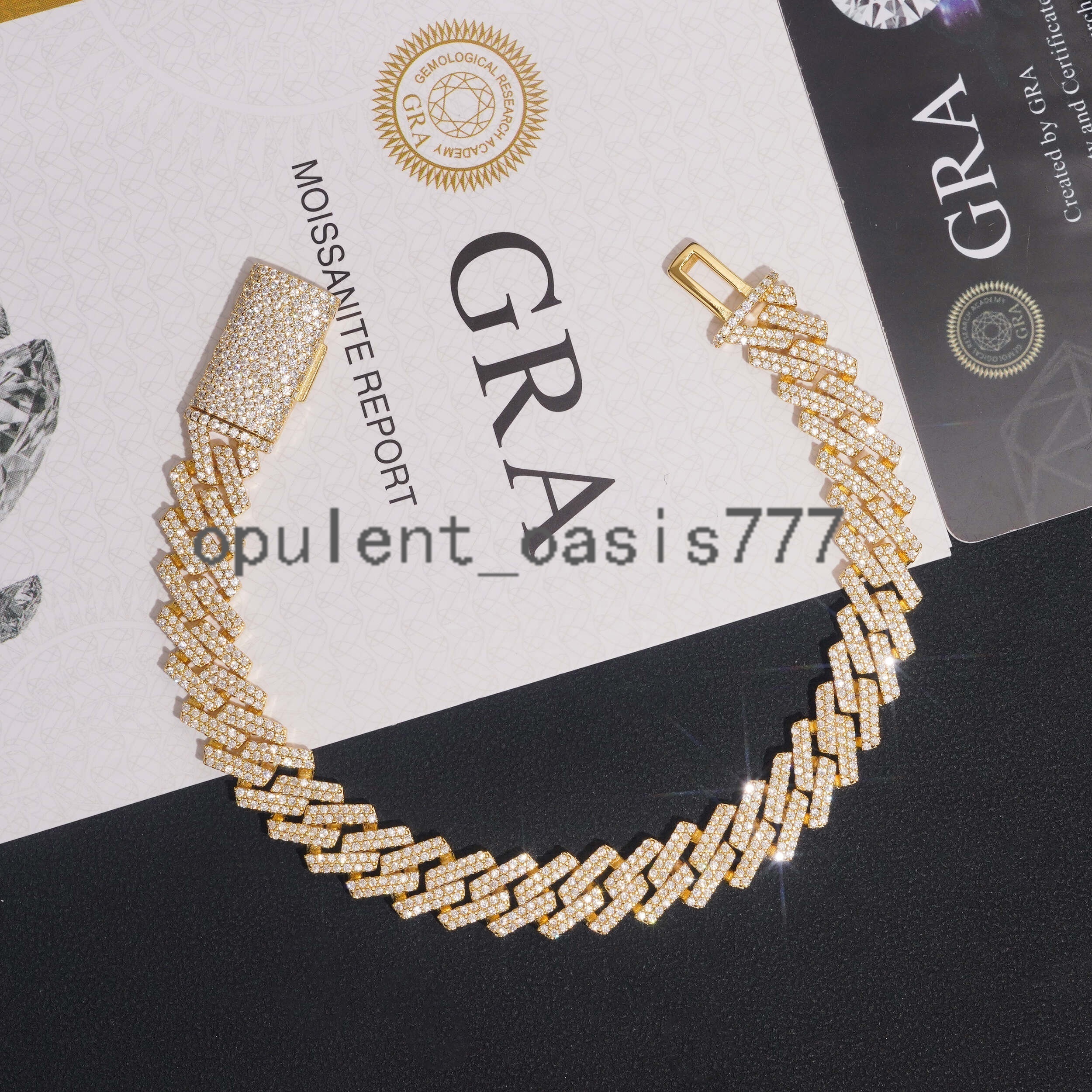 Hot Sale 10mm Custom Hip Hop Jewelry Iced Diamond Yellow Gold VVS Moissanite Cuban Link Chain Bracelet Mens Luxury