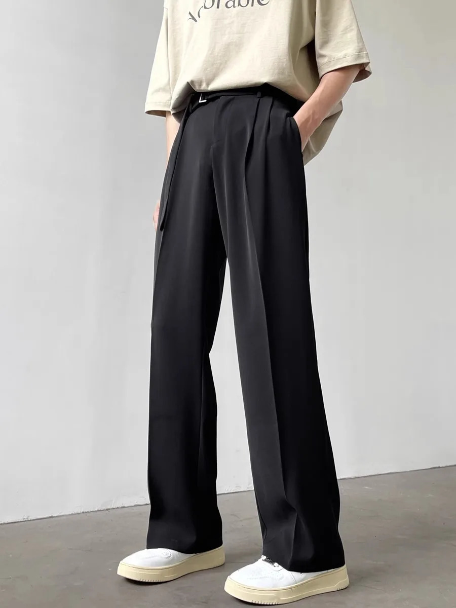 Retro High-end Belt n Straight-down Trousers Mens Trendy Loose Wide-leg Casual Pants Original s Jeans 260327
