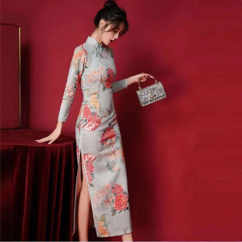 Chinese Style Women's Cheongsams Improved New Qipao Dress For Spring Autumn MAKOUFEI