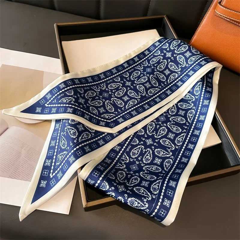 Women Silk Feeling Scarf Fashion Print Neckerchief Lady Hairbands Long Bag Handle Decoration Ties Foulard Head Band Z260330