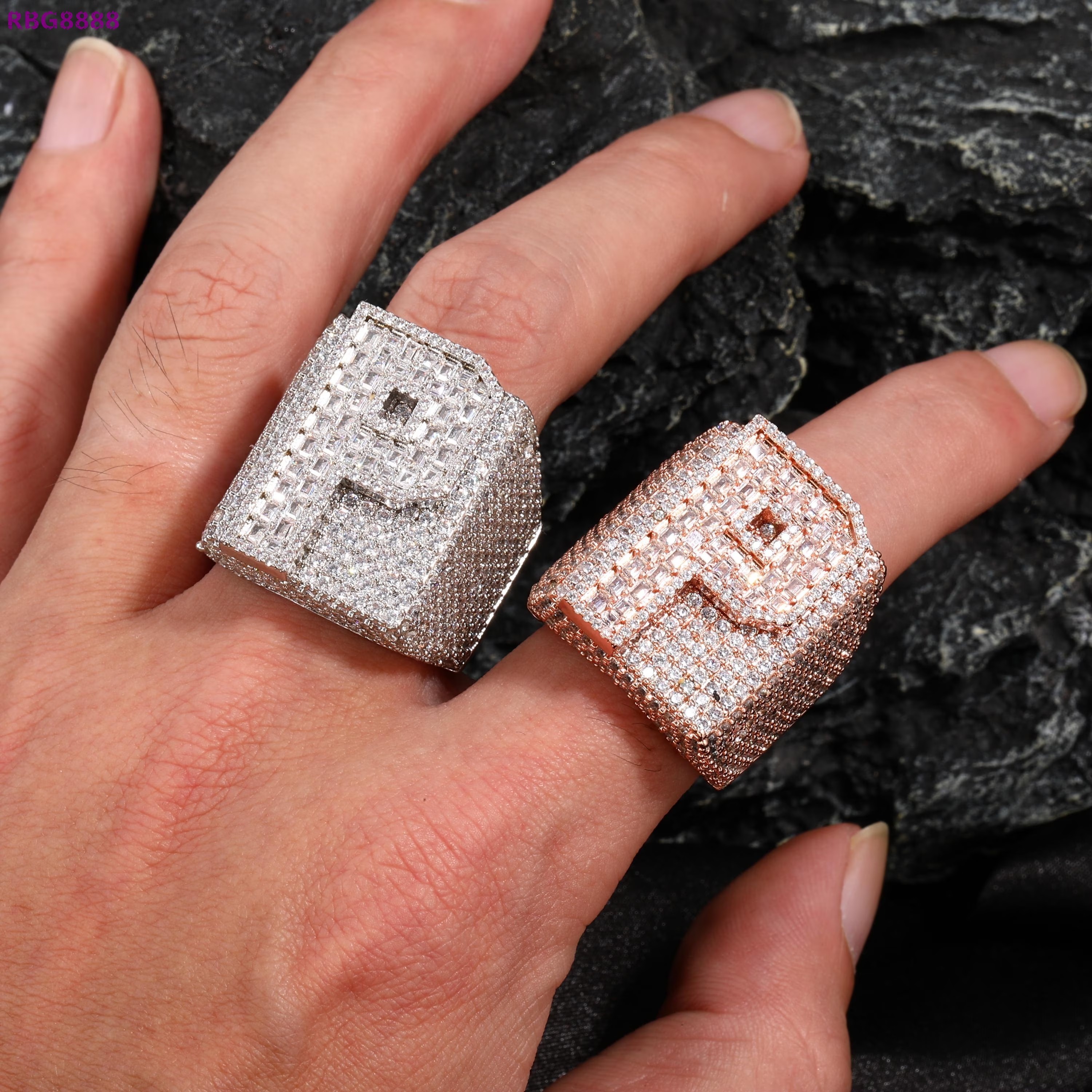 Custom Letter Number Ring Iced Hip Hop Ring VVS Moissanite Diamond 925 Sterling Silver GRA Certified Unisex Wedding Party