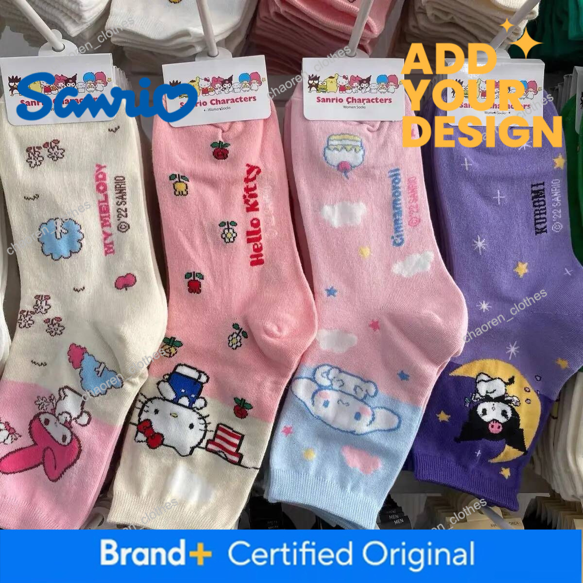 Designer New Sanrio Socks Melody Cinnamoroll Women's Medium Tube Sweet Cartoon Cute Kids Socks Girls Little Girl Socks