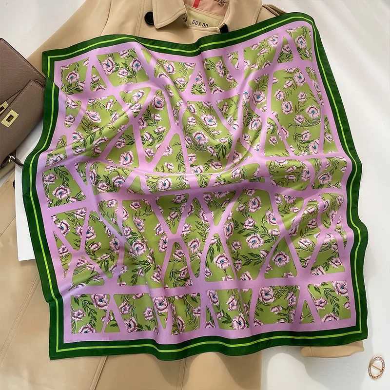 Lovely Purple Floral Print Silk Square Scarf Wen Soft Satin Hairband Hands Bag Ribbion Hijab Fem band Kerchief X260328
