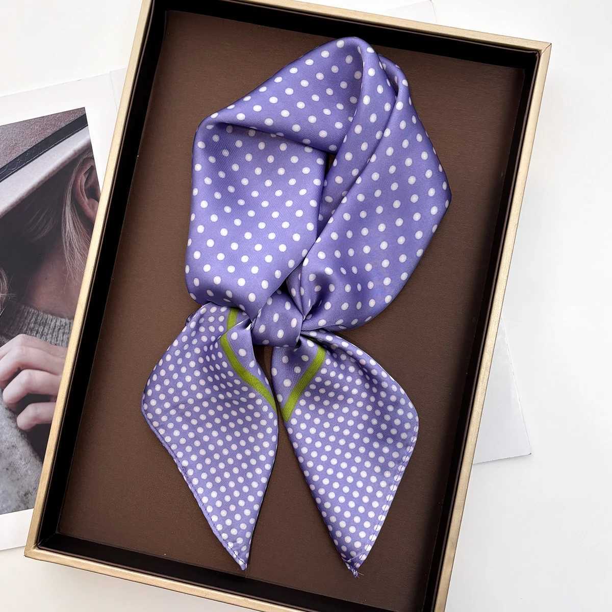 Dot Print Wen Square Scarf Silk Feeling Neckerchief Bandana Lady Spring Shawl Scarves Wrap Kerchief Hair Band Ties X260328