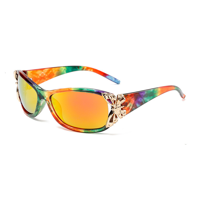 Trendy Butterfly Decoration Designer Sunglasses Luxury Brand Women's Accessories Fashion Personality Sunscreen Leopard Print Outdoor Sports Cycli