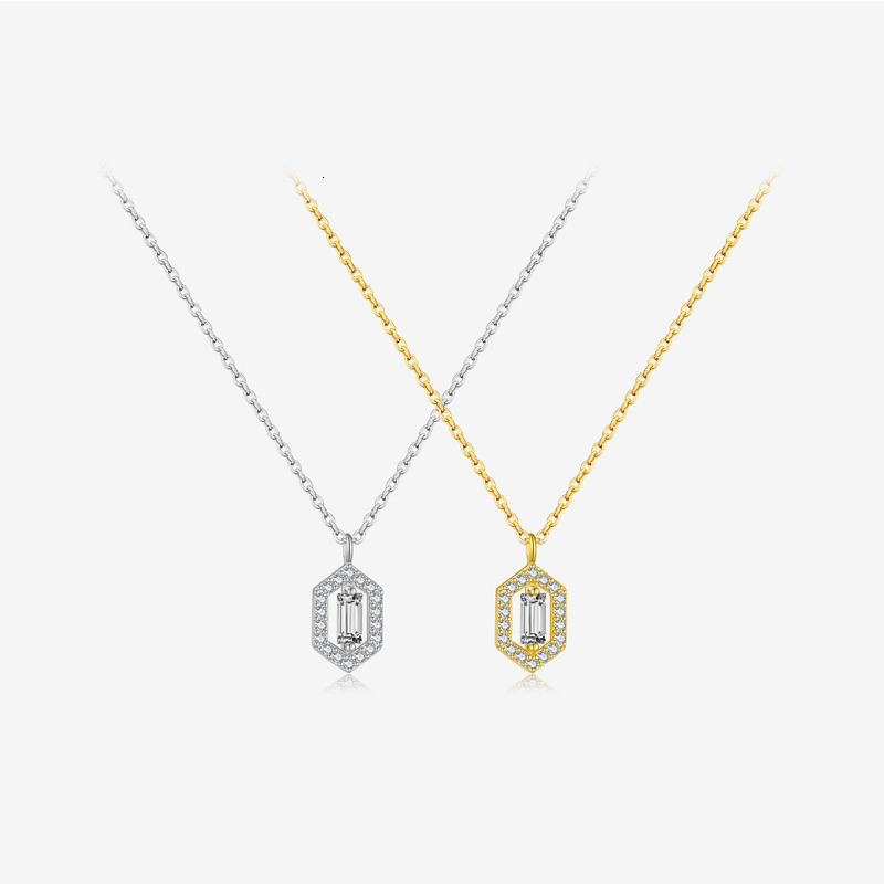 Classic Fashion Design Jewelry 925 Sterling Silver Necklace Woman Gemstone Pendant Zircon Luxurious Diamond Set Women's Collar Versatile Minimali