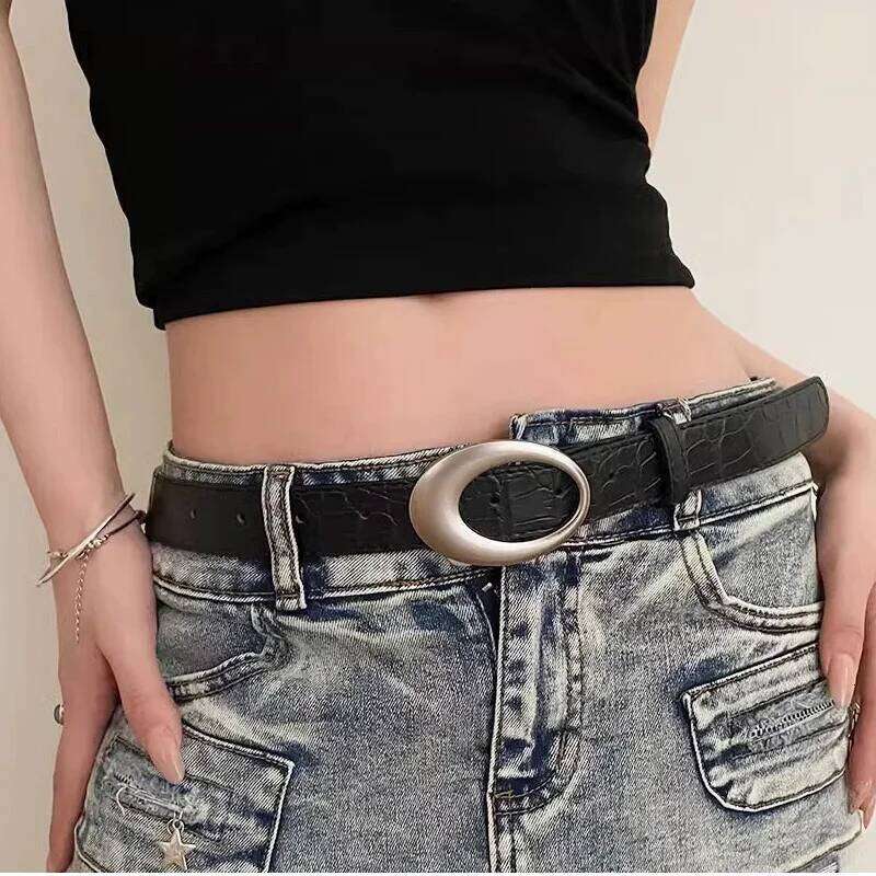 Vintage Moon Star Punk Decoration Couple Y2k Buckle Metal Men And Women Pu Leather Jeans Pants Belt Chunjinqiuli