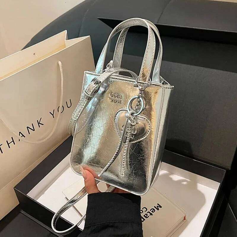 New Trend Korean PU Leather Shoulder Silver Mini Small Square Bag High Quality Purses Women Lady Crossbody Bags Handbag TIANOUDAISHU