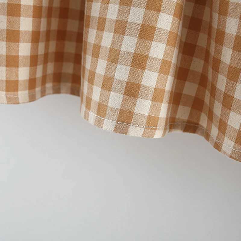 9 Months -3 Years Old Summer New Brown Checkered Baby Girl Dress Simple Korean Style ChildrenS ClothingT260330