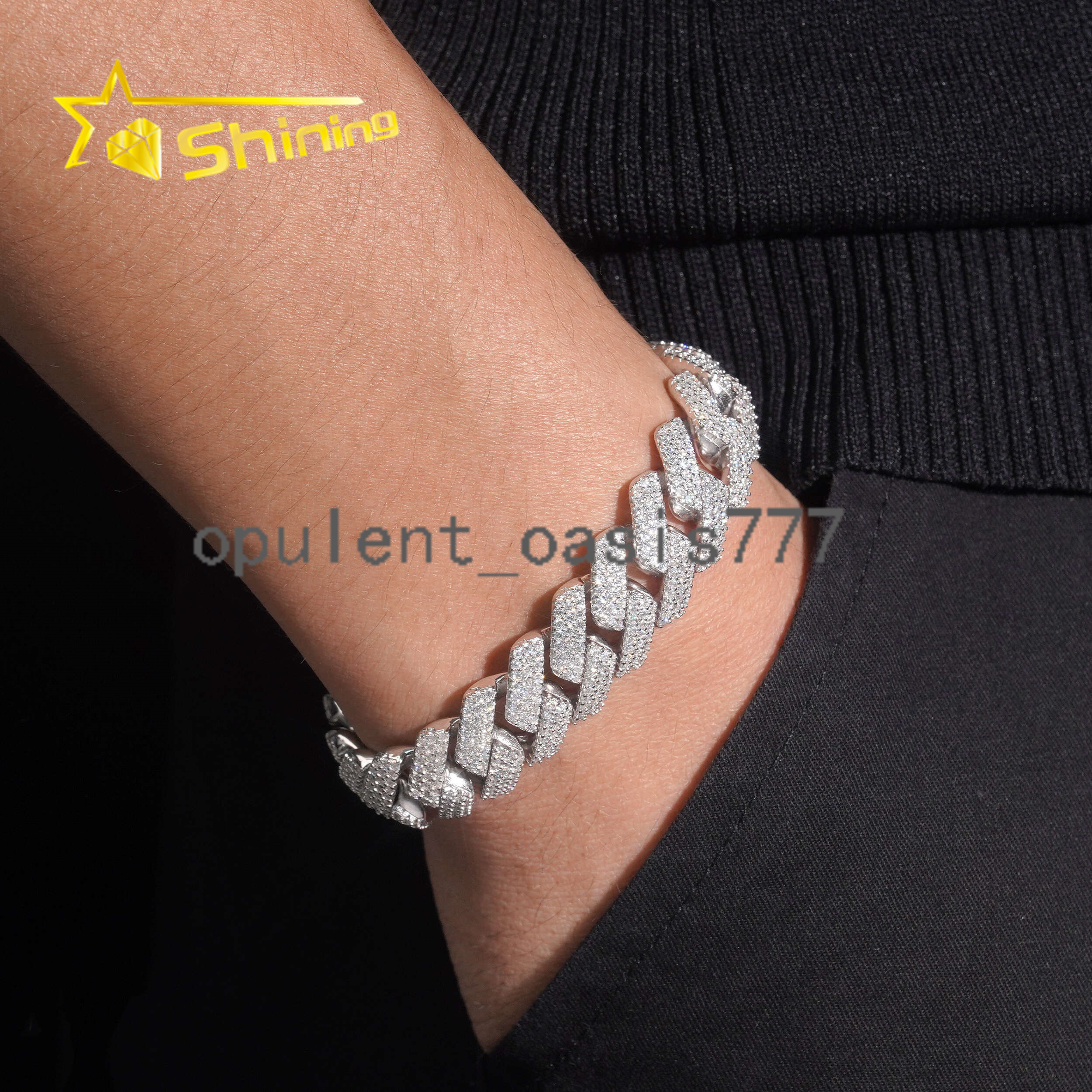 GRA Certificated 15mm 3 Rows Moissanite Cuban Link Chain Hip Hop Jewelry Custom Men 925 Silver Iced Out Diamond Cuban Link
