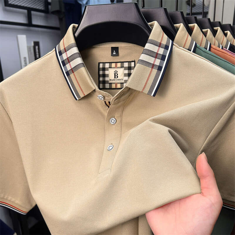T-Shirt Summer Short Sleeve Polo Shirt Turn-Down Collar Na Light Mature Versatile Men's Business Casual