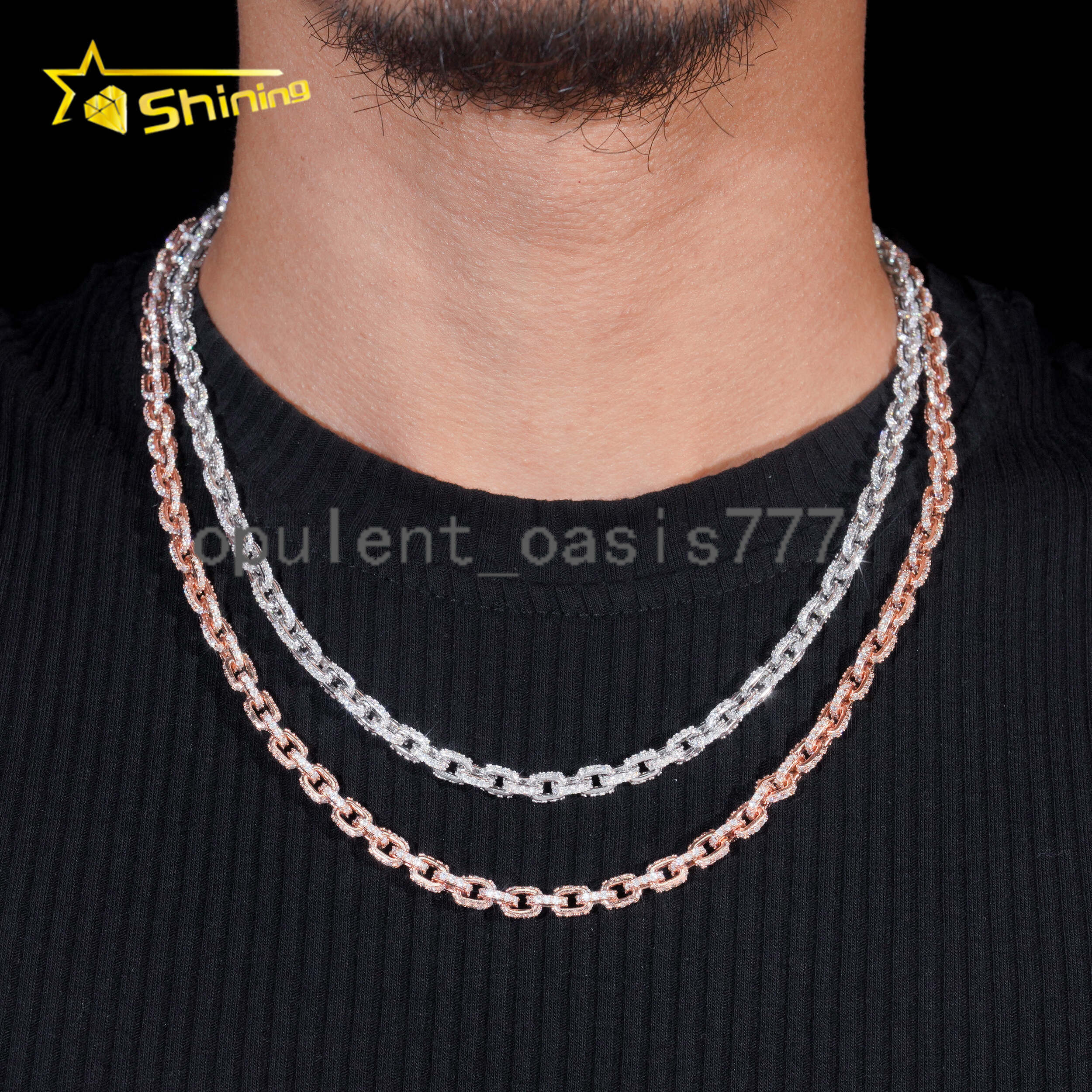 Hot Sale 4mm Iced Out Chain 925 Sterling Silver Pass Diamond Tester GRA Certified VVS Moissanite Necklace Hiphop Jewelry