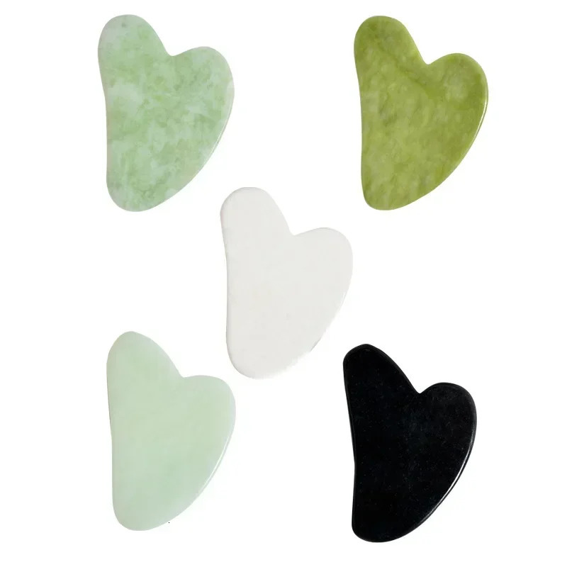 5-Color Option Heart-Shaped Jade Gua Sha Scraping Board Massage Tool - Black White Green Blue - Scraping Massager 260316