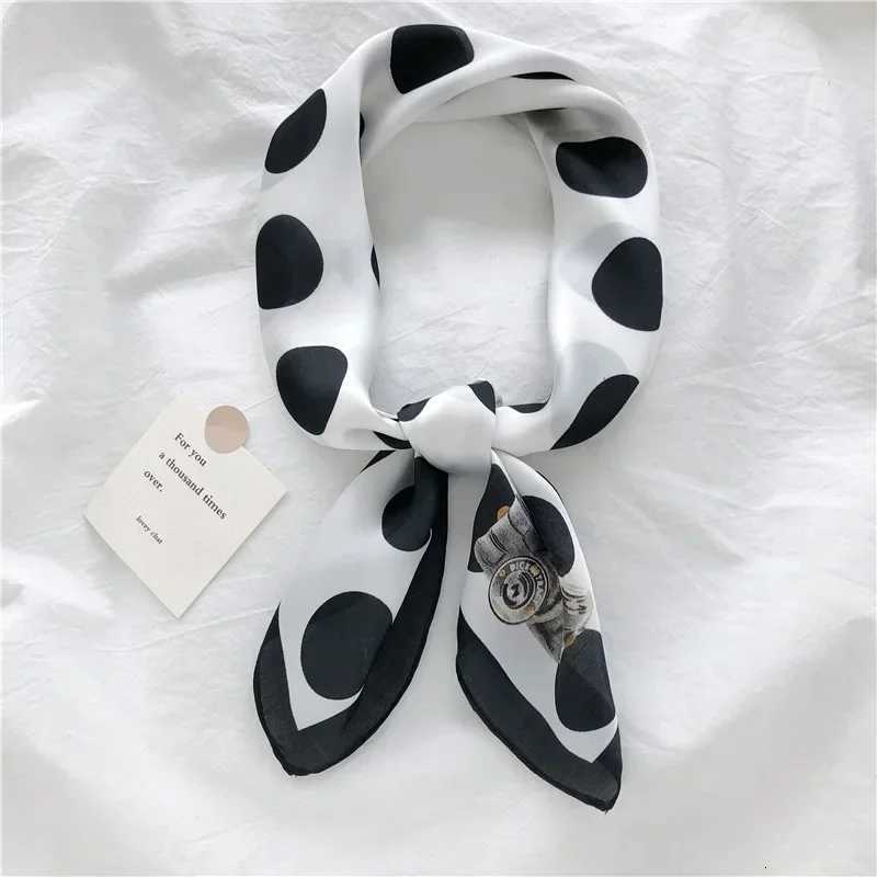 70CM Green polka dot flowers small silk scarf spring and autumn simulated silk solid color hairband tied ribbon occupational Z260330