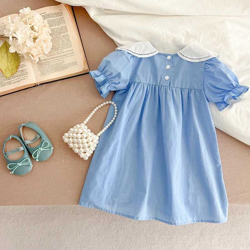 2-6Yrs Baby Girls Clothes Petal Collar Cotton New Toddler Girl Dresses Summer Baby Dress Kids Girls Casual Soft Dress PrincessT260330