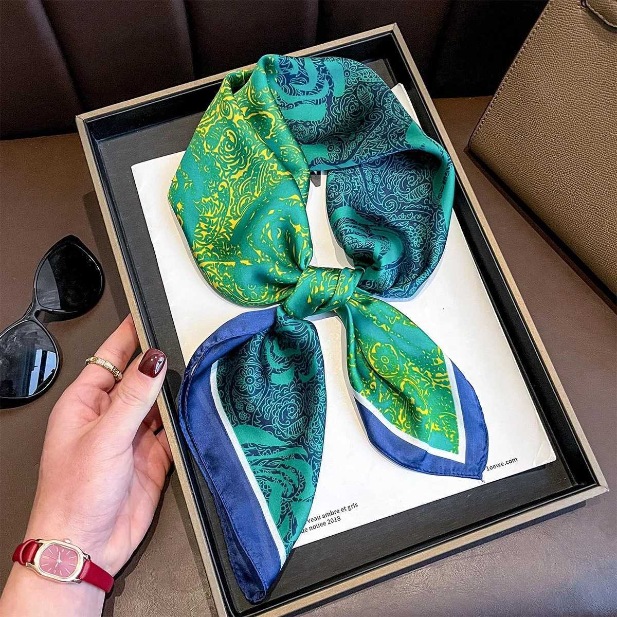 New Spring Fashion 70cm Silk Scarf Women Silk Feeling Shawl Satin Hijab Fashionable Wraps Hair Bands Ribbon Headband Bandann Z260330