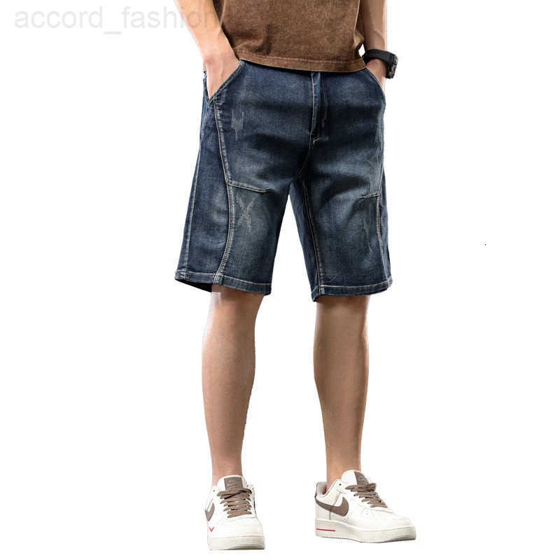 Summer Thin Patchwork Denim Shorts for Men 2026 New Model Mens Loose Straight Jeans Large Size 28-44 H260330