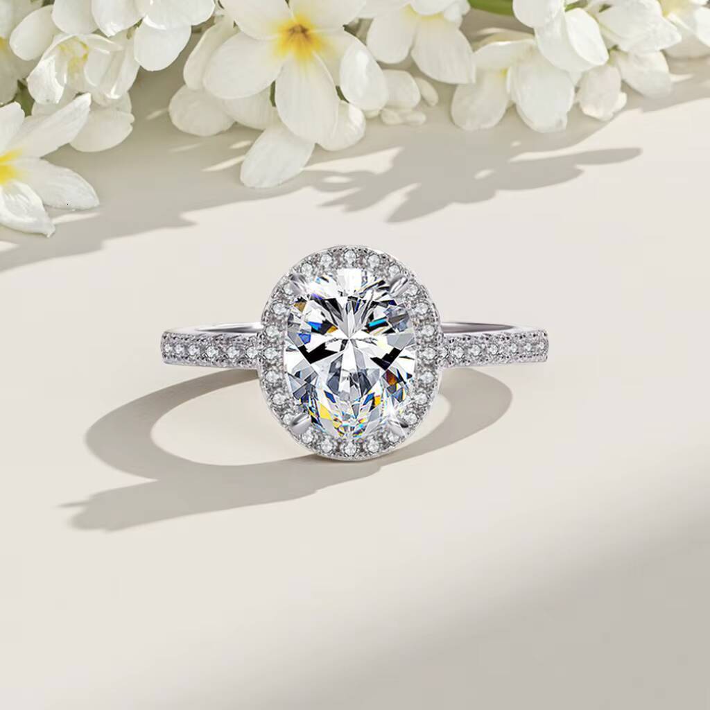 1CT Wedding Engagement S925 Sterling Silver Moissanite Diamond Rings GRA Certified Moissanite Ring