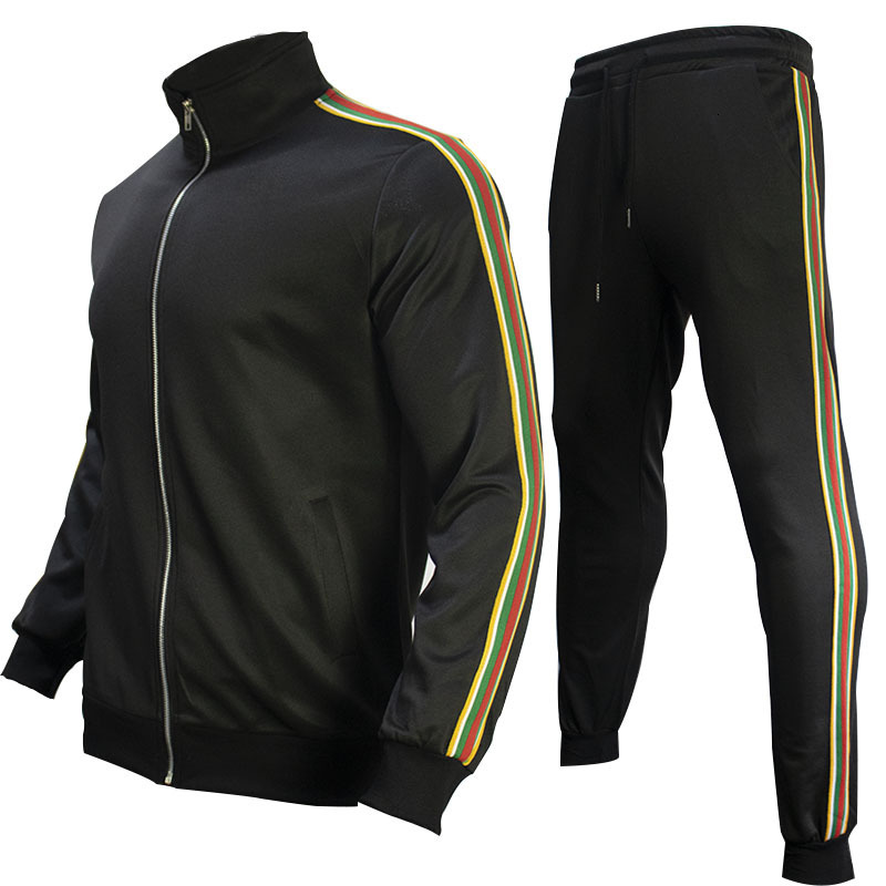 Autumn European Station Men's Two-Piece Set Fashion Casual Versatile Sportswear Brand Tracksuit Autumn Winter Black Loose Fit