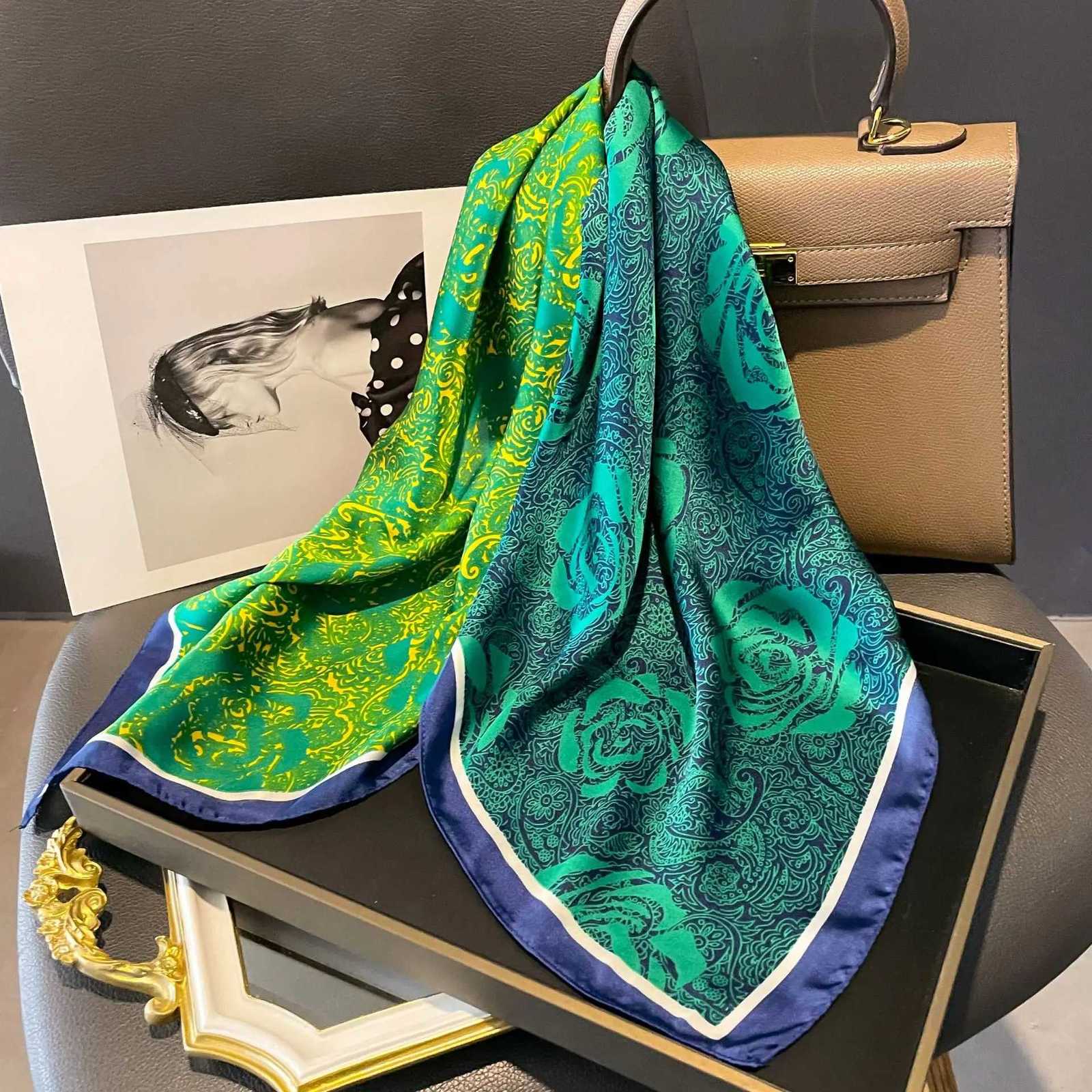 70x70cm Women Scarf Silk Feeling Hair Neck Square Brand Office bandanna muffler Waiter Flight Attendants Handkerchief Rings wrap Z260330