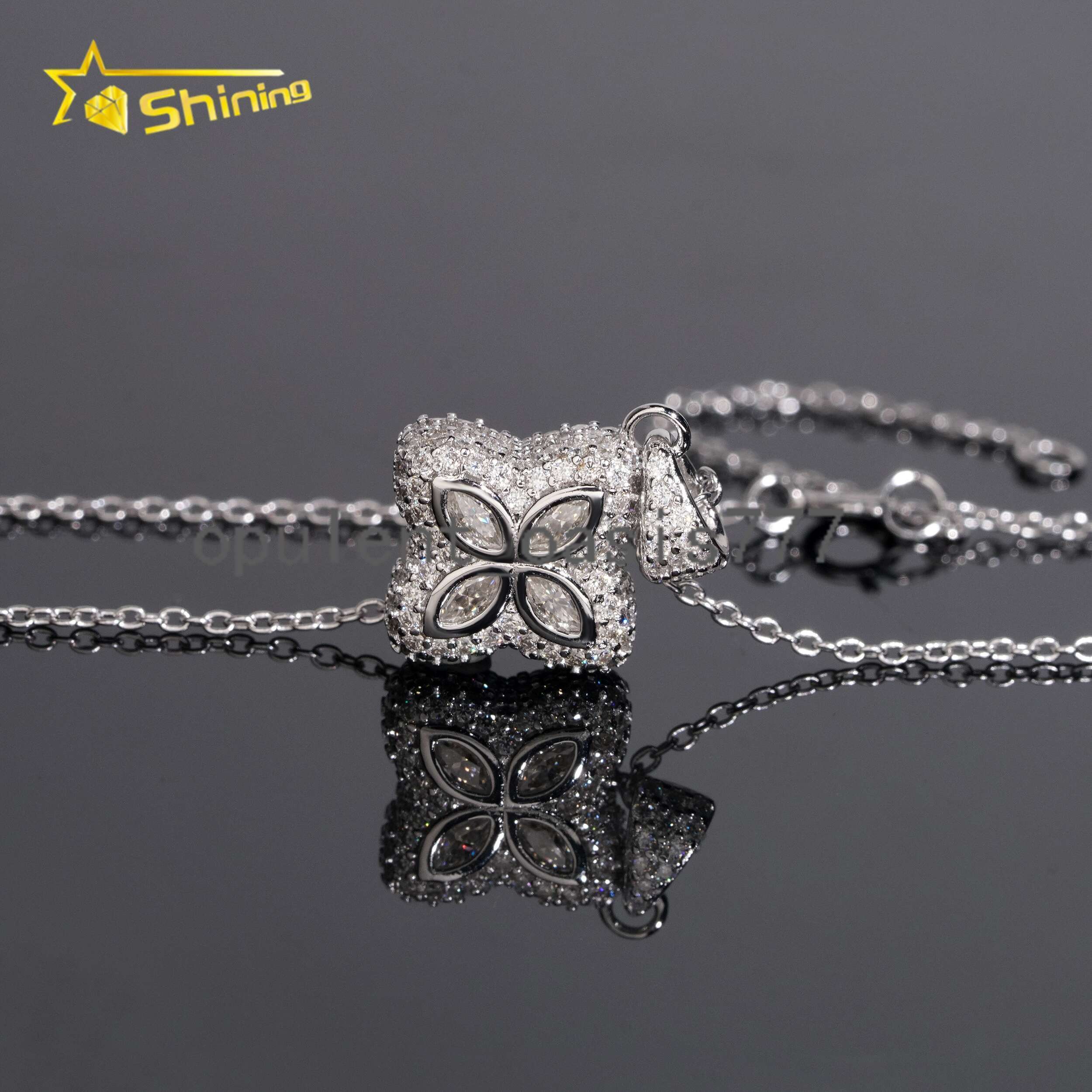 No Tarrifs USA Warehouse Stocks GRA Certification 925 Sterling Silver Hip Hop Iced Out VVS Moissanite Diamond Clover Pendant