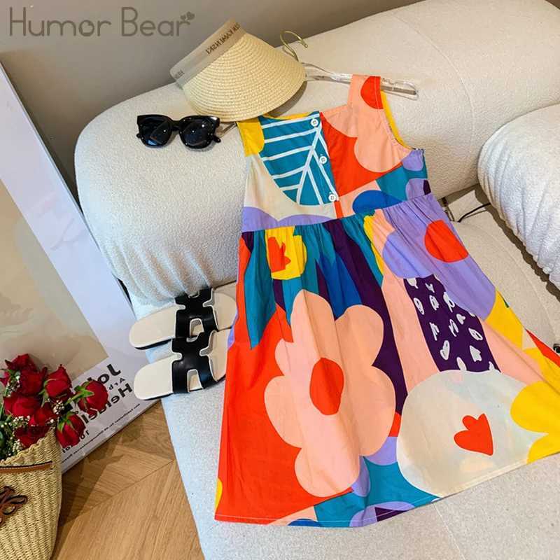 Humor Bear Summer Sundress Girls Dress Casual Color Contrast Clothing Jumper Striping Holiday Wear Childrens ClothingT260330