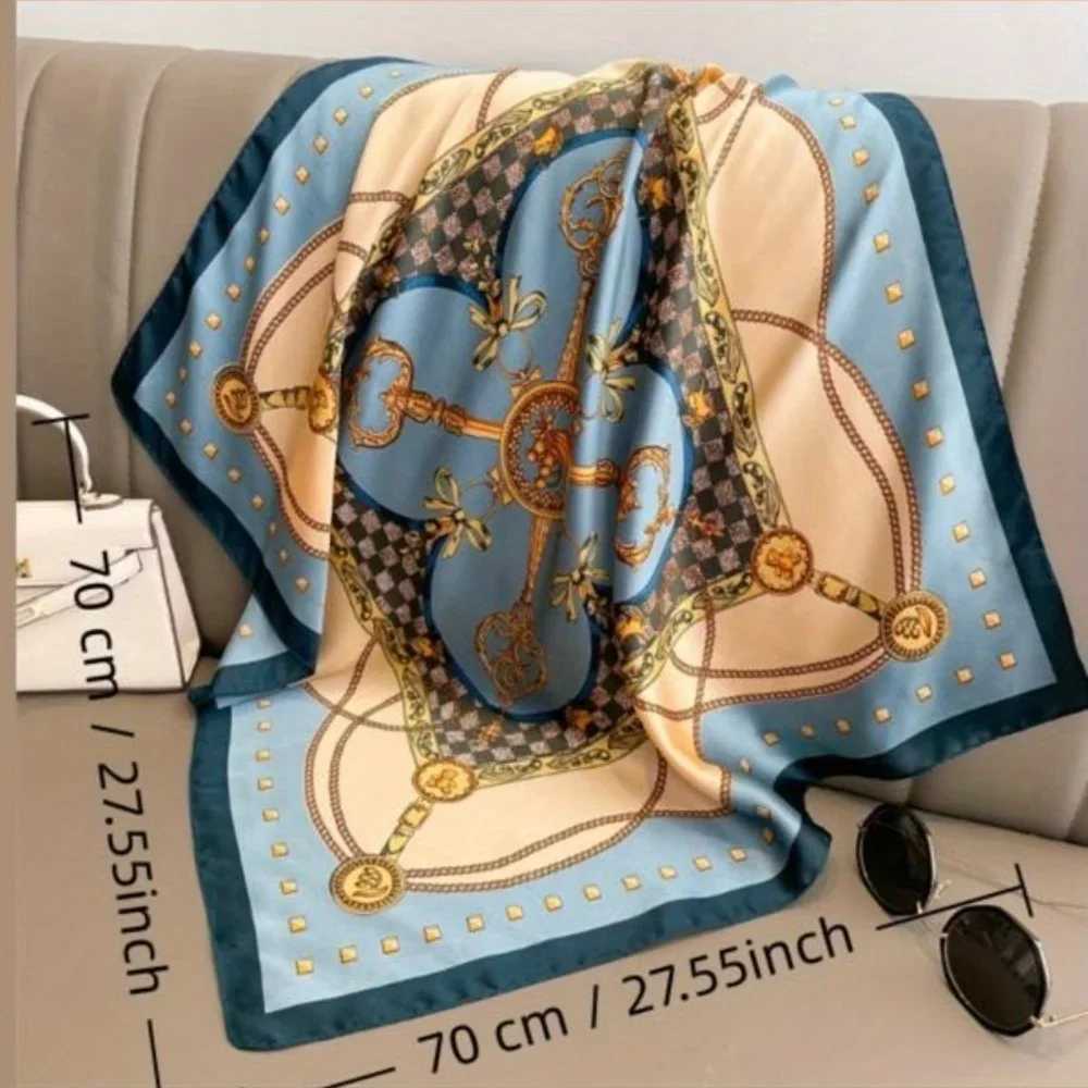 Ladies fashion scarf 70x70cm new silk satin square scarf elegant womens accessories suitable for all seasons Z260330
