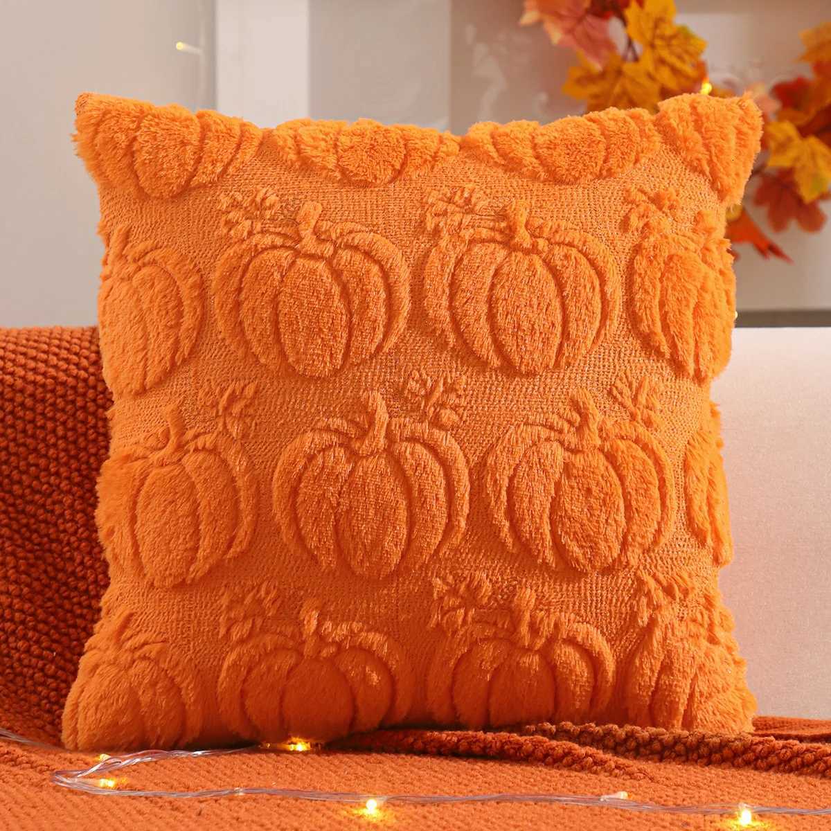 1 PC Halloween Decoration Throw Pillow Cover Pumpkin Ghost Quilting Plush Autumn Thanksgiving Harvest Home Living Room H260330 - view 6