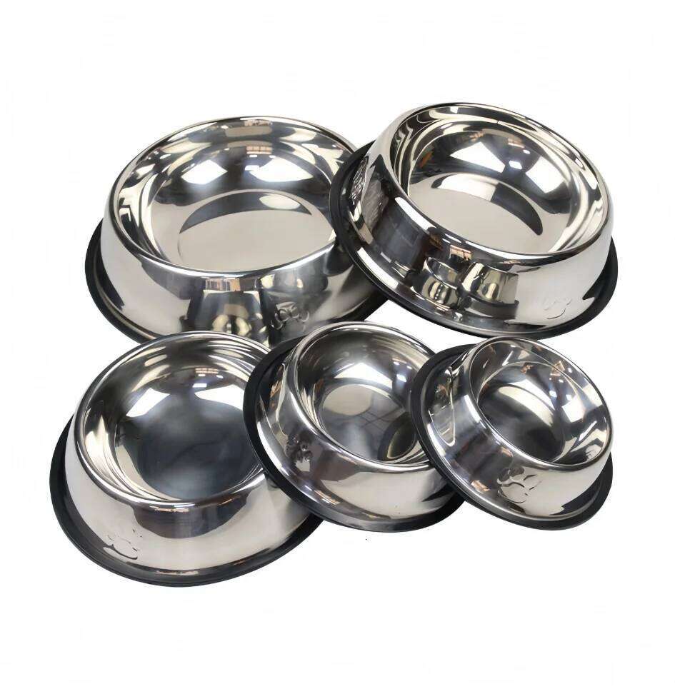 FGG Stainless Steel Pet Feeding Cat and Dog Drinking Metal Feeder Bowl Durable Easy To Clean 6 Sizes 26W0330