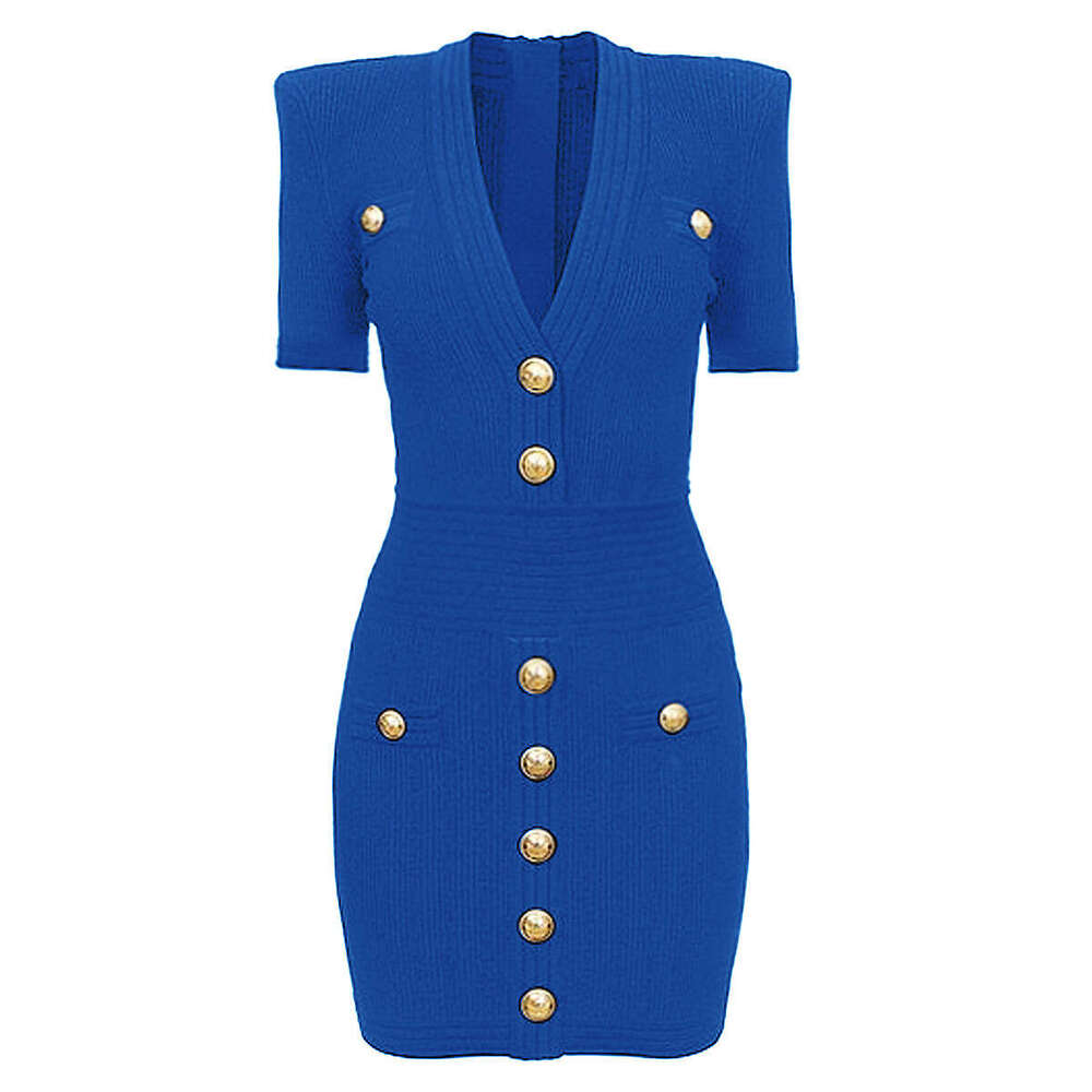 r27 Spring and summer new designer high-quality r27 knitted short sleeved V-neck dress one-piece mini skirt 2026