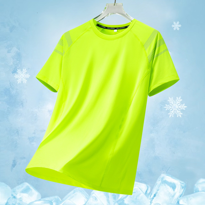 L-8XL Ice Silk Quick-Dry Short-Sleeve Men's T-Shirt, Loose Fit Half-Sleeve Shirt, Sports Fitness Wear, Plus Size T-Shirt for Men