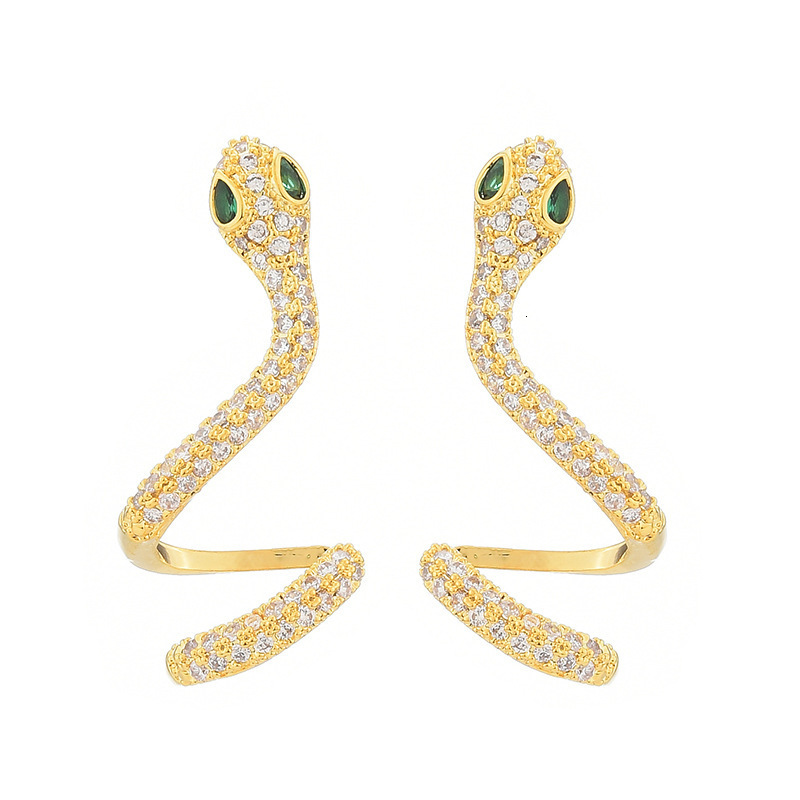 Fashionable Personality Full Diamond Snake-shaped Light Luxury Design Sense Earrings Minimalist Snake Ear Jewelry