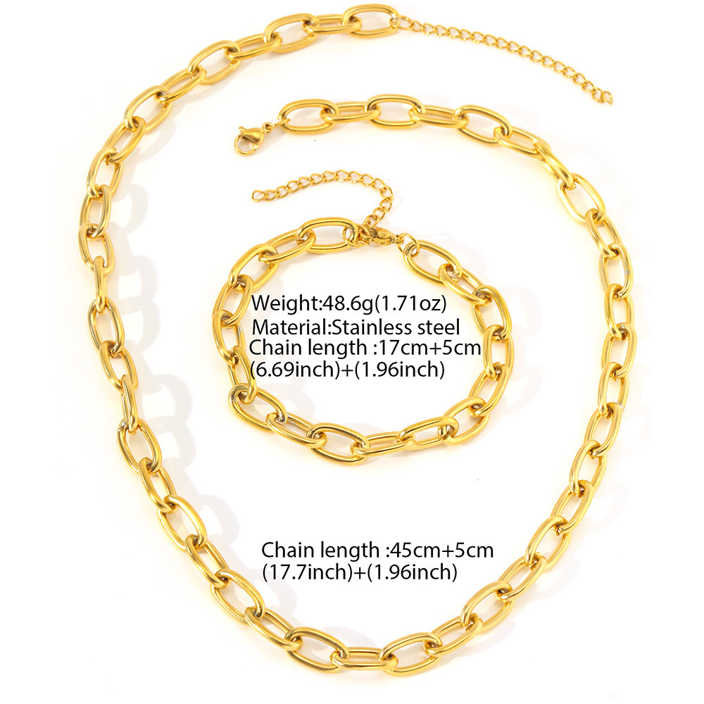 European And American INS Style 18K Gold Stainless Steel Threaded Fashionable Women's Accessories Chain Long Bracelet Trend Non-Fading Jewelry Se