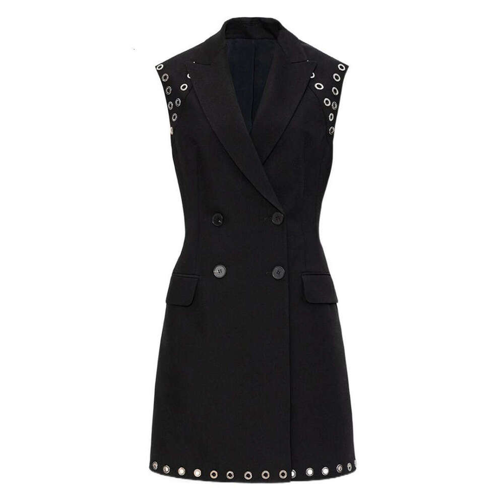 Summer new designer fashionable high-end e22 perforated sleeveless slim fit elegant commuting suit dress