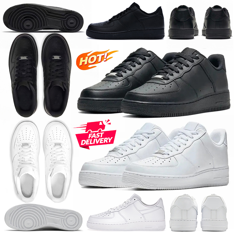 Designer one Mens Trainers Running shoes 1 Leather rubber Triple White Black Classic Leisure Outdoor Sports Womens Sneakers Walking Shoe Free shipping Big size 36-47