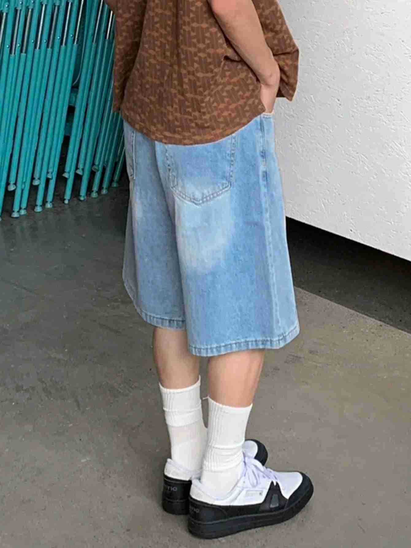 Blue Loose Denim Casual Shorts For Men Non Stretch Fabric Jorts Simple Fashion Daily Wear Comfort Summer Outfits H260330