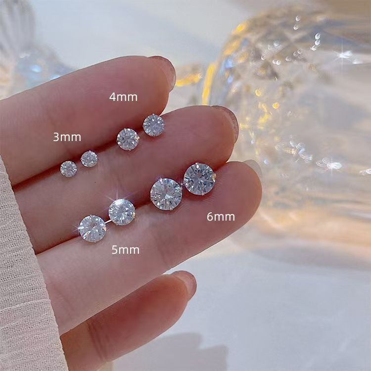 S925 Four-Prong Super Sparkling Zircon Simple Elegant Niche Versatile High-End Anti-Allergy Women's Exquisite Earrings