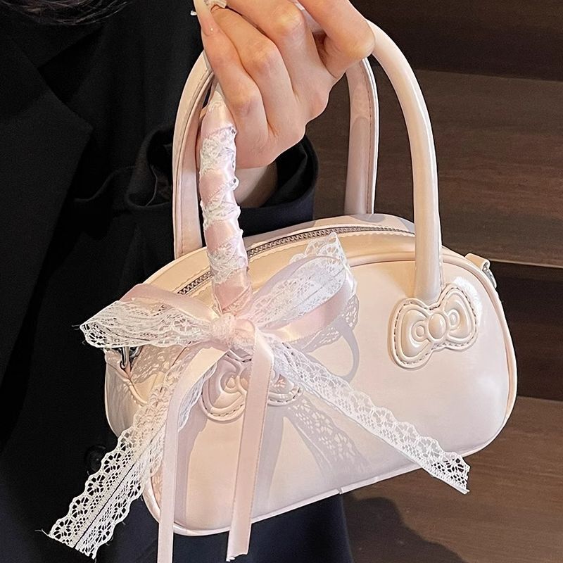 Korean Handheld Red for Women 2025 New Trendy Fashion Small Square Versatile Ins Style Crossbody Bowling Bag