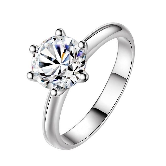 Solitaire 925 Sterling Silver Classical Six Prong Jewelry Round Cut Lab Moissanite Diamond Handmade Party Eternity Women Wedding Bridal Ring For Her L