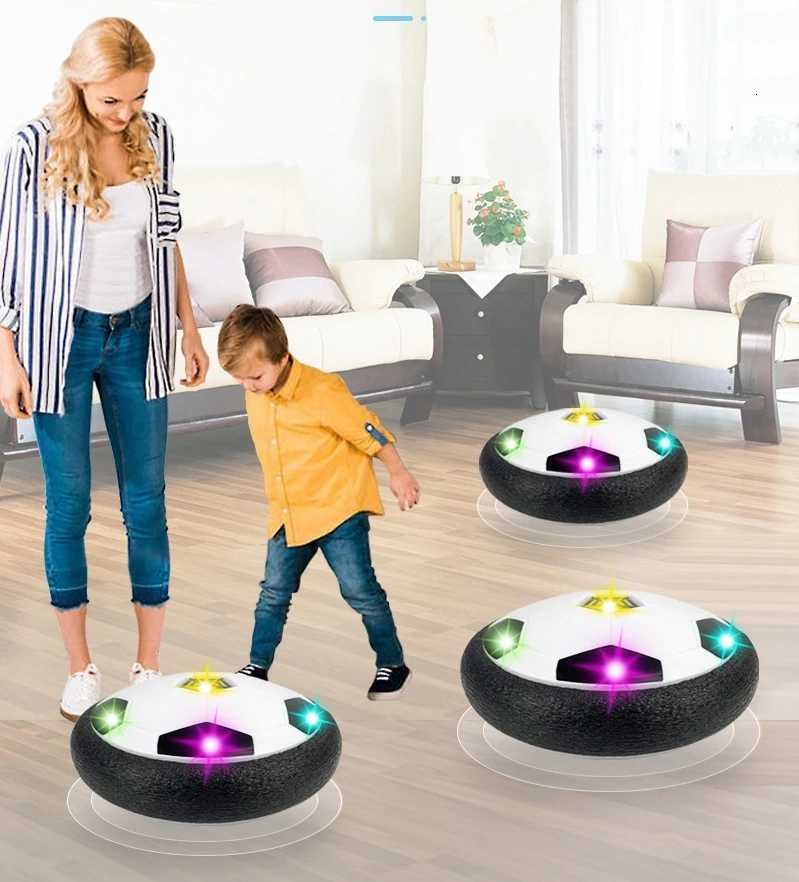 Soccer Kids Toy USB Rechargeable Hover Ball Colored LED Lights for Kid Gifts Gliding Air Cushion Floating Kids Soccer GameT260330